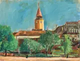 Iosif Iser, Peisaj din Toledo, guașă pe hârtie lipită pe carton