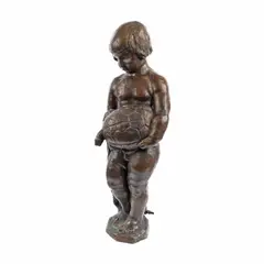 Cornel Medrea, Copil cu țestoasă, approx. 50s-60s, bronz
