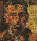 Portret de țăran by Rudolf Schweitzer–Cumpăna, ulei pe carton, sold Jun 2022