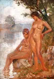 Baigneuse by Nicolae Vermont, ulei pe carton, sold Jun 2022