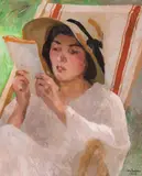 Ipolit Strâmbu, Lectură, 1929, ulei pe carton