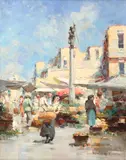 Emerich Vizkelety, Piața de flori, ulei pe pânză
