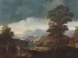 Manieră Salvator Rosa, Popas, ulei pe pânză