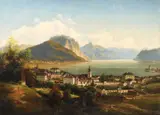 Johann Wilhelm Jankowski, Vedere din Hallstatt, 1864, ulei pe pânză