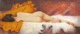 Nud cu spatele by Școală Central Europeană, cca. 1900, 1911, pastel pe hârtie lipită pe carton, offered May 2022
