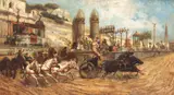 Întrecerea carelor de luptă (după Ettore Forti) by sfârșit de sec. Xix Școală Italiană, ulei pe pânză, sold May 2022