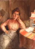 Madame Bouchard by sec. Xix Școală Franceză, 1899, acuarelă și creion pe hârtie lipită pe carton, offered May 2022