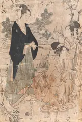 Chōkōsai Eishō, Samurai și curtezane, Cca. 1793-1799, xilogravură nishiki-e