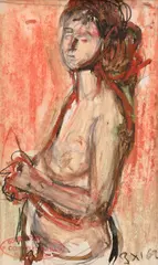 Studiu de nud by Corneliu Baba, guașă, ceracolor și creion pe hârtie, sold Apr 2022