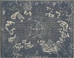 Constantin Flondor, Cer cu serafimi, 2011, linogravură