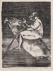 Călător by Ștefan Câlția, 1987, litografie, sold Apr 2022