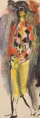 Arlechin by Corneliu Baba, 1977, tempera pe hârtie lipită pe carton, sold Apr 2022
