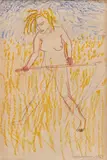 Ion Grigorescu, Personaj în culori naționale, 1963, ceracolor pe hârtie