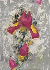 Iris by Mihai Sârbulescu, 2020, ulei pe carton, sold Apr 2022
