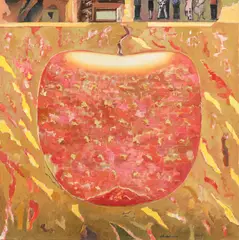 Alegoria fructului by Mihai Chiuaru, 2019, colaj foto și ulei pe pânză, offered Apr 2022