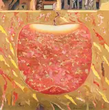 Mihai Chiuaru, Alegoria fructului, 2019, colaj foto și ulei pe pânză