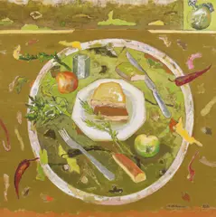 Eat-Art by Mihai Chiuaru, 2020, ulei pe pânză, sold Apr 2022