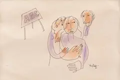 Premiantul by Tia Peltz, peniță și acuarelă pe hârtie, offered Apr 2022