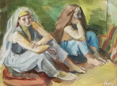 Odalisce by Iosif Iser, 1937, guașă pe hârtie, sold Mar 2022