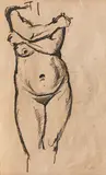 Tors by Nicolae Tonitza, tuş şi laviu pe hârtie, sold Mar 2022