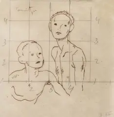 Fraţii (studiu) by Nicolae Tonitza, 1924-1925, peniță şi creion pe hârtie, sold Mar 2022