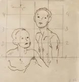 Nicolae Tonitza, Fraţii (studiu), 1924-1925, peniță şi creion pe hârtie