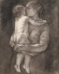 Mihail Simonidy, Maternitate, 1929, cărbune și pastel pe hârtie