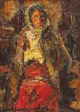 Țărăncuță by Rudolf Schweitzer–Cumpăna, ulei pe carton, sold Mar 2022