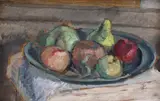 Tipsie cu fructe by Theodor Pallady, ulei pe carton, sold Mar 2022