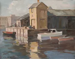 Depozite la Saint Tropez by George Catargi, ulei pe placaj, sold Mar 2022