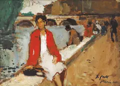 Pe malul Senei by Francisc Gall, 1946, ulei pe carton, sold Mar 2022