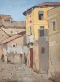 Francisc Gall, Stradă în Roma, ulei pe carton