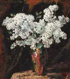 Flori de liliac by Octav Băncilă, ulei pe pânză, sold Mar 2022