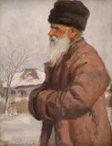 Ludovic Bassarab, Iarnă în Deltă, ulei pe placaj