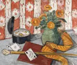 Theodor Pallady, Oală cu gălbenele și cărți de joc, anii '30, ulei pe pânză lipită pe carton