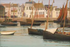 Bărci la Quimper by Stefan Popescu, 1903-1905, ulei pe pânză, sold Mar 2022