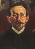 Portretul părintelui Gustav Müller by Rudolf Schweitzer–Cumpăna, ulei pe carton, offered Mar 2022
