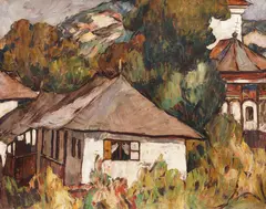 Case la Curtea de Argeș by Ion Theodorescu-Sion, 1922, ulei pe carton, offered Mar 2022
