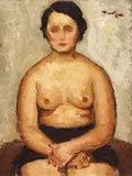Catrina by Nicolae Tonitza, 1928-1930, ulei pe carton, sold Mar 2022