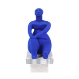 Bogdan Ioan, Geea Blue, praf de marmură, rășină, nisip, oxid BLUE YVES KLEIN, soclu de marmură