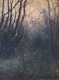 Margine de luminiș by Leon Biju, ulei pe pânză lipită pe carton, sold Mar 2022