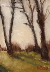 Luncă lângă Dunăre by Ion Panteli Stanciu, ulei pe carton, offered Mar 2022