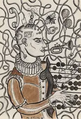 Matei Chintilă, Titanul, 1988, tuș și acuarela pe hârtie