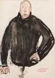 Corneliu Baba, Prietenul W., 1964, acuarelă și cărbune pe hârtie