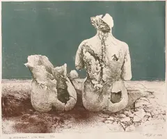 Ion Stendl, În așteptare, 1982, litografie color