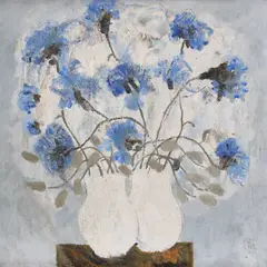 Constantin Piliuță, Flori albastre, 1982, ulei pe pânză