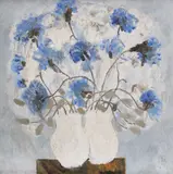 Flori albastre by Constantin Piliuță, 1982, ulei pe pânză, sold Feb 2022