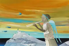 Felix Aftene, Reverie de iarnă (Răsărit), 2021, acrilic pe pânză