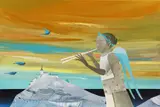 Reverie de iarnă (Răsărit) by Felix Aftene, 2021, acrilic pe pânză, sold Feb 2022