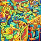Irlo, Milițieni și grafferi, 2022, acrilic pe pânză